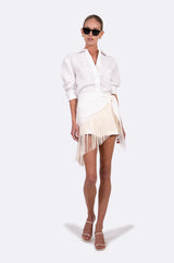 Vence Linen Fringe Scarf - White