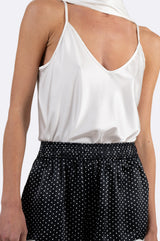 Alina Silk Scarf Top - White
